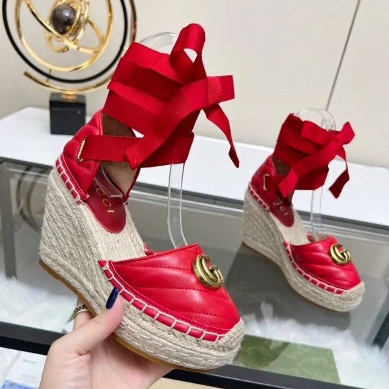 Gucci Nappa Matelasse GG Marmont Ankle Wrap Red Replica