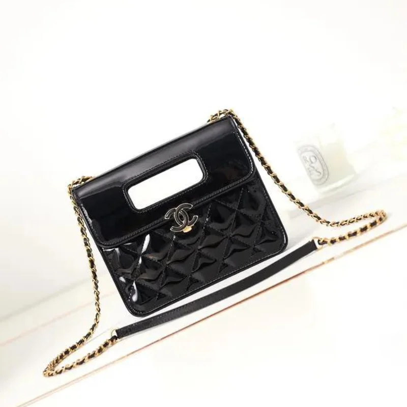 Chanel Patent Quilted Graphic Catch Flap Bag Replica