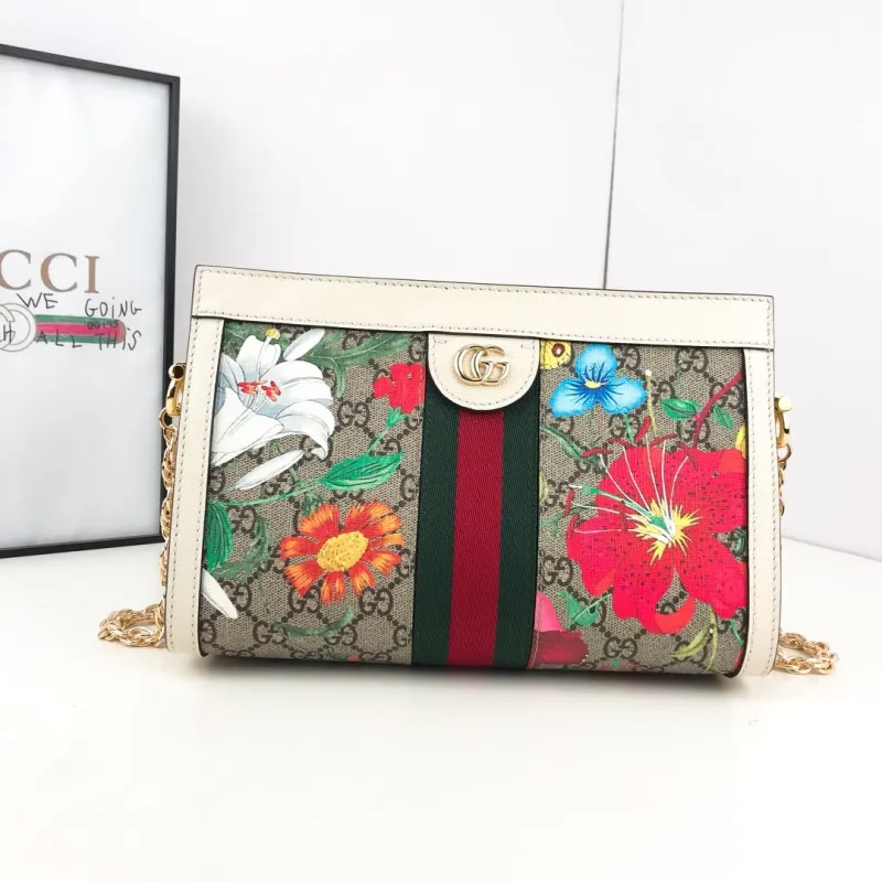 Gucci Ophidia GG Flora Leather Bag Replica