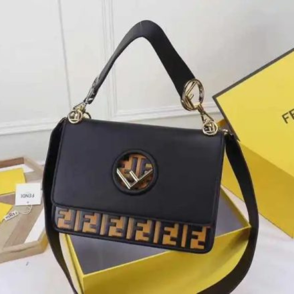 Fendi Kan I F Shoulder Bag Black Cross Replica