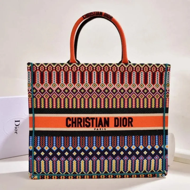 Dior Multicolor Embroidered Canvas Book Tote Replica