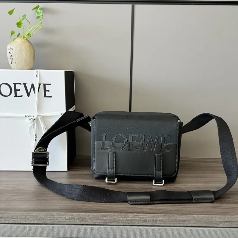 LOEWE Military XS Leather-Trimmed Canvas Messenger Bag Replica